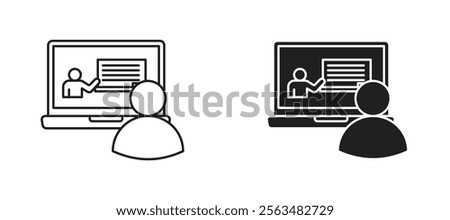 Online coaching icons in outline and fill. vector illustration for ui.