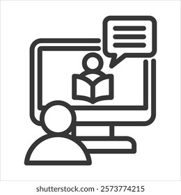 Online Coaching Outline Icon Vector Illustration