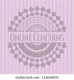 Online Coaching realistic pink emblem