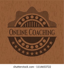 Online Coaching retro wooden emblem