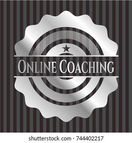 Online Coaching silvery emblem or badge