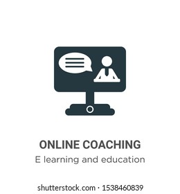Online coaching vector icon on white background. Flat vector online coaching icon symbol sign from modern e learning and education collection for mobile concept and web apps design.