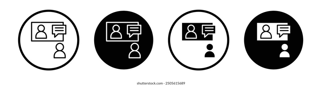 Online coaching vector icon set black filled and outlined style.