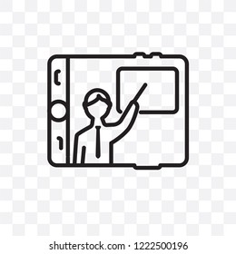 online coaching vector linear icon isolated on transparent background, online coaching transparency concept can be used for web and mobile