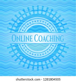 Online Coaching water wave representation style badge.