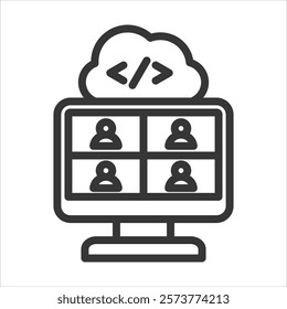 Online Coding Bootcamps Outline Icon Vector Illustration