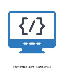 online coding glyph colour vector icon
