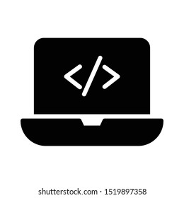 online coding glyph flat vector icon