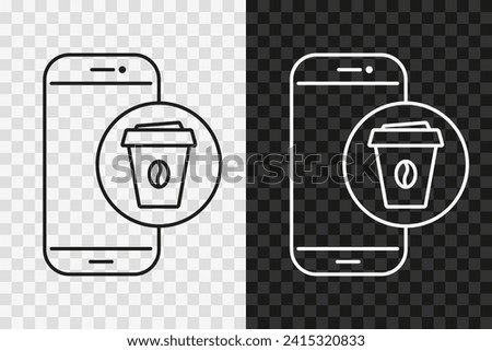 Online coffee order, line icon, high quality vector editable stroke symbol. 