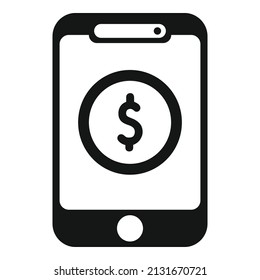 Online coin money icon simple vector. Phone pay. Digital service