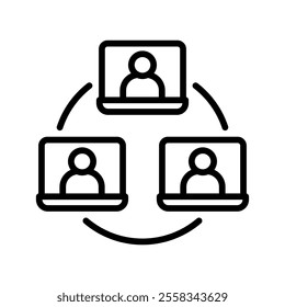 Online Collaboration Vector Lineal Icon on white background.