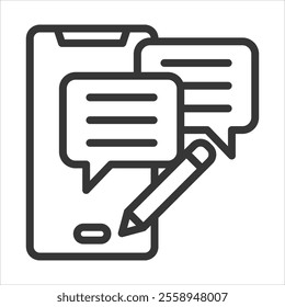 Online Comments Outline Icon Vector Illustration