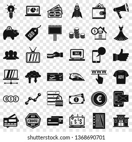 Online commerce icons set. Simple style of 36 online commerce vector icons for web for any design
