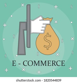 Online commerce illustration. Internet bussiness. E-commerce concept - Vector
