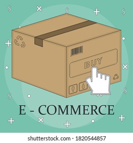 Online commerce illustration. Internet bussiness. E-commerce concept - Vector
