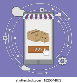 Online commerce illustration. Internet bussiness. E-commerce concept - Vector