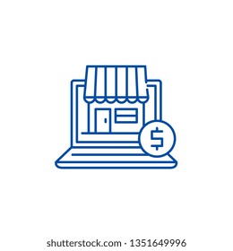Online commerce line icon concept. Online commerce flat  vector symbol, sign, outline illustration.
