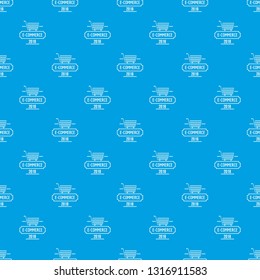 Online commerce pattern vector seamless blue repeat for any use