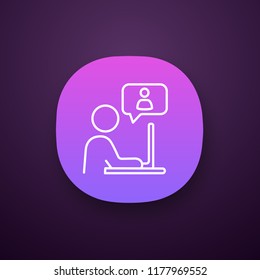 Online communication app icon. UI/UX user interface. Chatting. Online job interview. Business conversation. Web or mobile application. Vector isolated illustration
