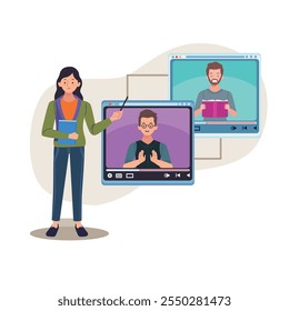 avatar de comunicação online, avatar de ensino online, ícone. 