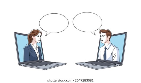 Online Communication Between Business Professionals Via Laptop Video Calls for Collaborative Projects and Remote Work Discussions