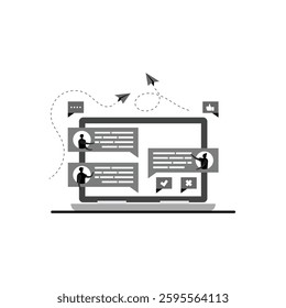Online Communication and Collaboration Concept with Chat Interface, Online Communication Illustration