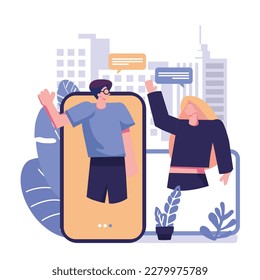 Konzept der Online-Kommunikation - flaches Design für Illustrationen