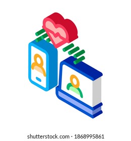 online communication devices laptop and smartphone color icon vector. isometric online communication devices laptop and smartphone sign. color isolated symbol illustration