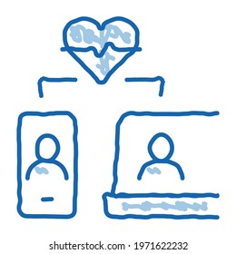 online communication devices laptop and smartphone sketch icon vector. Hand drawn blue doodle line art online communication devices laptop and smartphone sign. isolated symbol illustration