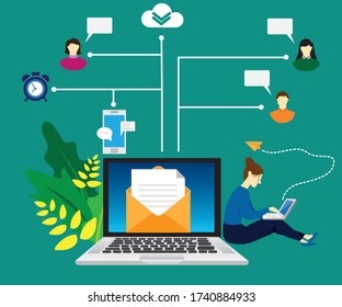 online communication home office business and concept flat modern vector
