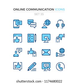 Online communication icons. Vector line icons set. Premium quality. Simple thin line design. Modern outline symbols, pictograms.