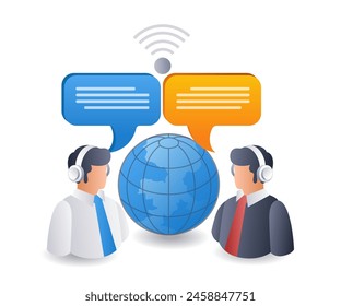 Online-Kommunikation Internet-Technologie Infografiken 3D-Illustration flach isometrisch