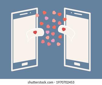 Online communication Love and togetherness Vector illustration