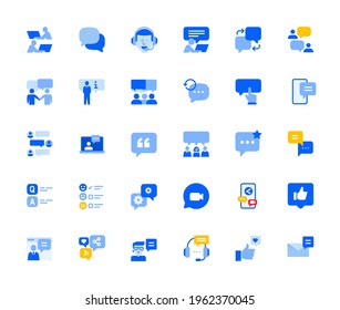 Online communication and networking icons set for personal and business use. Vector illustration icons for graphic and web design, app development, marketing material and business presentation. 