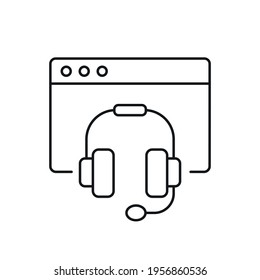 Online communication on website linear icon. Contact us. Support service. Thin line customizable illustration. Contour symbol. Vector isolated outline drawing. Editable stroke