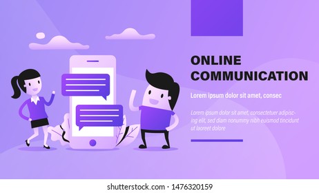 Online Communication. Presentation Background with Concept Illustration.