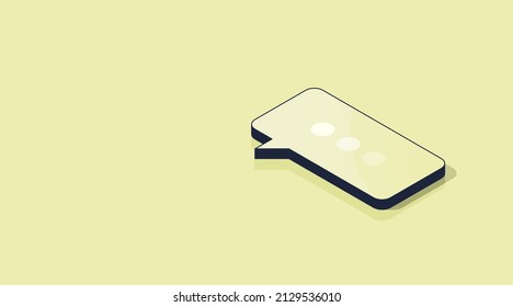 Online Communication Social Media Icon On A Yellow Background. Isometric Shape 3d Vector Illustration. Speech Bubble Symbol. Yellow Journalism