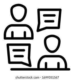 Online communication of two icon. Outline online communication of two vector icon for web design isolated on white background