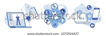 Online communication. Vector illustration. Cooperation and collaboration are essential in online communities to foster unity Online communication promotes togetherness by connecting individuals