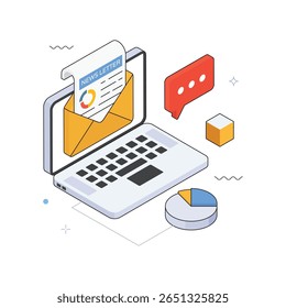 Vector de comunicación en línea Ilustración isométrica. Archivo EPS 10