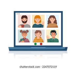 Online communication via the internet in a laptop - people-to-people calls