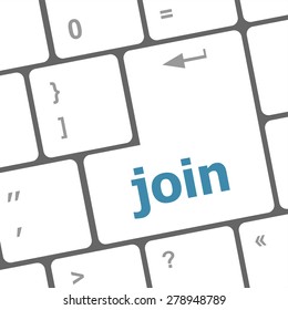 online communities concept, with join on computer keyboard key vector