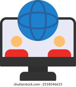 Design de ícone de vetor plano de comunidade online