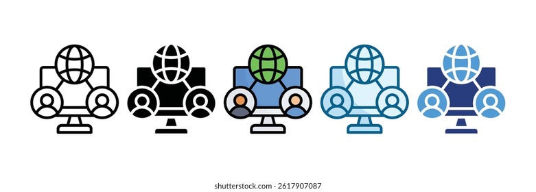 Online Community Icon Set Multiple Style Collection