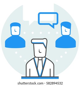 Online Community - Infographic Icon Elements from Online Services Set. Flat Thin Line Icon Pictogram for Website and Mobile Application Graphics.