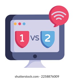 Online competition, flat icon of versus game 