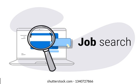 online computer application job search concept hiring website laptop screen sketch doodle horizontal