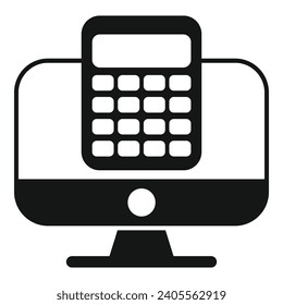 Online computer calculator icon simple vector. Record keeping. Screen plan