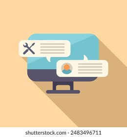 Online-Computerchat-Unterstützung Symbol flache Vektorgrafik. Hilfe für Support. Internetarbeit