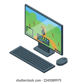 Online computer game icon isometric vector. Sport gamer. Match esport